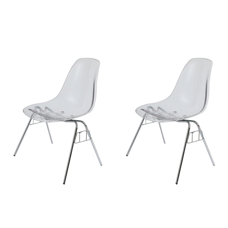 Modern Metal Dining Armless Chair Plastic Dining Side Chair for Restaurant Use Clear Set of 2 Clearhalo ' kitchen&dining_furn' 'Dining Chairs' 'Dining Tables & Seating' 'dining_chair' 'Furniture' 'furniture_dining_chair' 'Kitchen & Dining Furniture' 'kitchen' 4275927