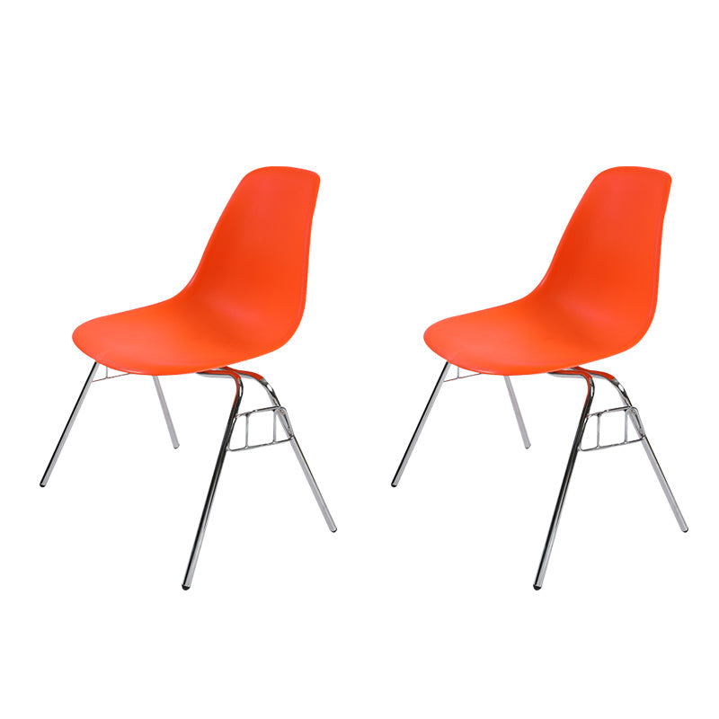Modern Metal Dining Armless Chair Plastic Dining Side Chair for Restaurant Use Orange Red Set of 2 Clearhalo ' kitchen&dining_furn' 'Dining Chairs' 'Dining Tables & Seating' 'dining_chair' 'Furniture' 'furniture_dining_chair' 'Kitchen & Dining Furniture' 'kitchen' 4275932