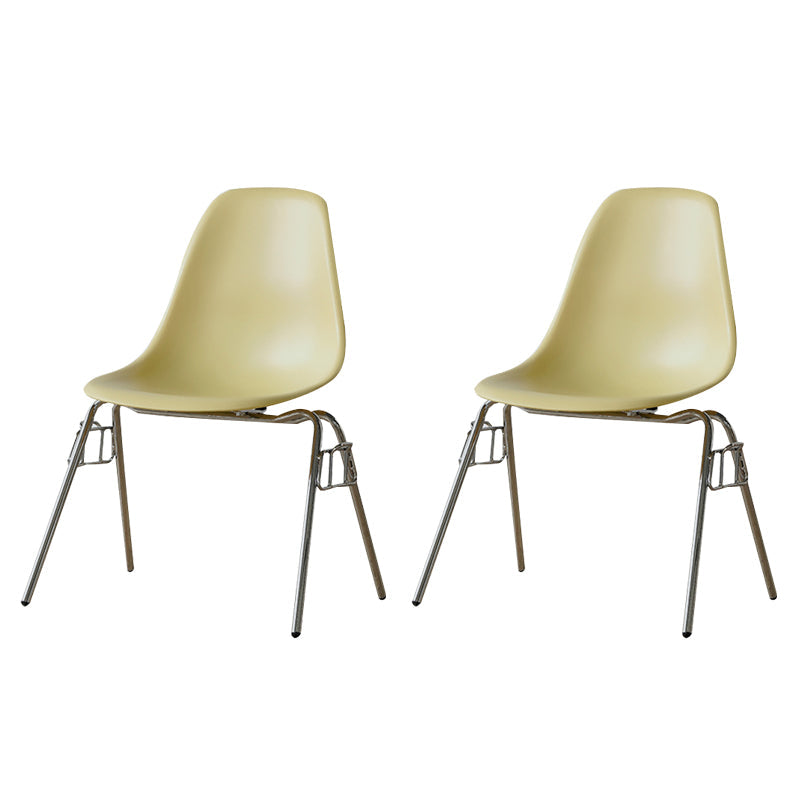 Modern Metal Dining Armless Chair Plastic Dining Side Chair for Restaurant Use Beige-Yellow Set of 2 Clearhalo ' kitchen&dining_furn' 'Dining Chairs' 'Dining Tables & Seating' 'dining_chair' 'Furniture' 'furniture_dining_chair' 'Kitchen & Dining Furniture' 'kitchen' 4275933