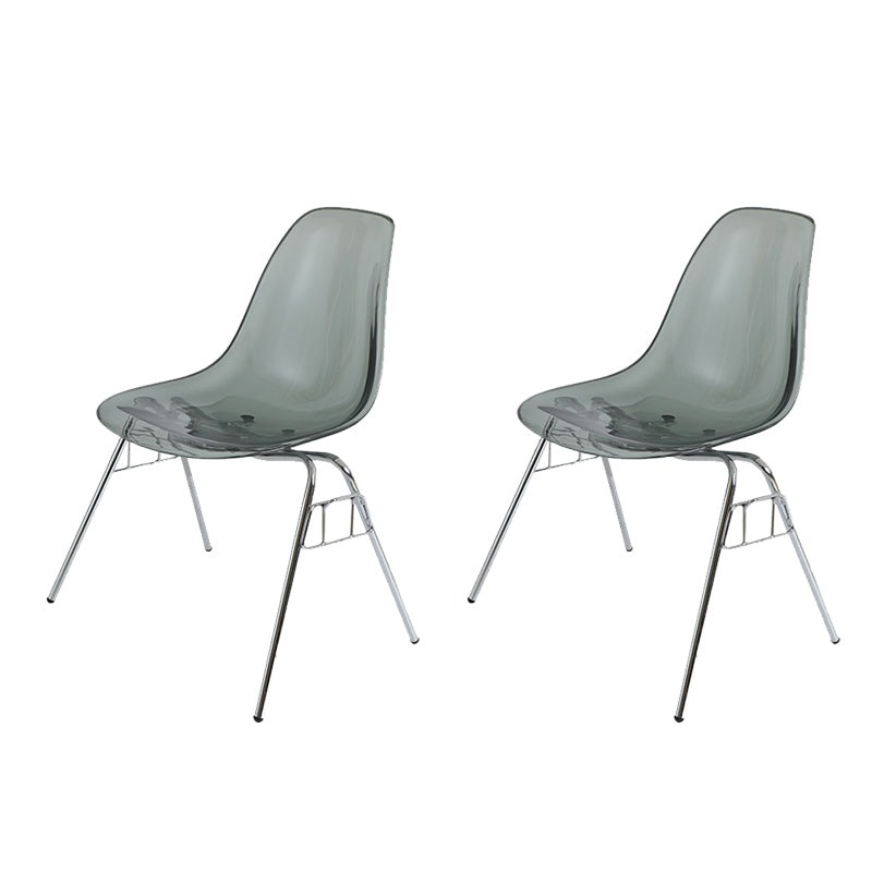Modern Metal Dining Armless Chair Plastic Dining Side Chair for Restaurant Use Smoke Gray Set of 2 Clearhalo ' kitchen&dining_furn' 'Dining Chairs' 'Dining Tables & Seating' 'dining_chair' 'Furniture' 'furniture_dining_chair' 'Kitchen & Dining Furniture' 'kitchen' 4275935