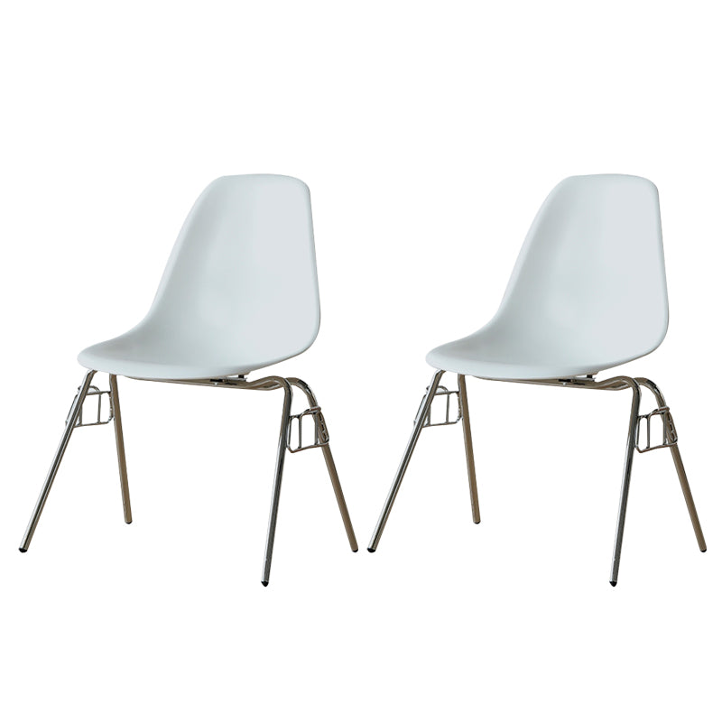 Modern Metal Dining Armless Chair Plastic Dining Side Chair for Restaurant Use White Set of 2 Clearhalo ' kitchen&dining_furn' 'Dining Chairs' 'Dining Tables & Seating' 'dining_chair' 'Furniture' 'furniture_dining_chair' 'Kitchen & Dining Furniture' 'kitchen' 4275937