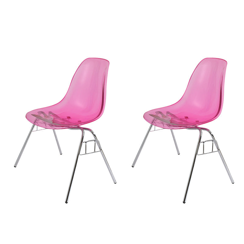 Modern Metal Dining Armless Chair Plastic Dining Side Chair for Restaurant Use Rose Red Set of 2 Clearhalo ' kitchen&dining_furn' 'Dining Chairs' 'Dining Tables & Seating' 'dining_chair' 'Furniture' 'furniture_dining_chair' 'Kitchen & Dining Furniture' 'kitchen' 4275938