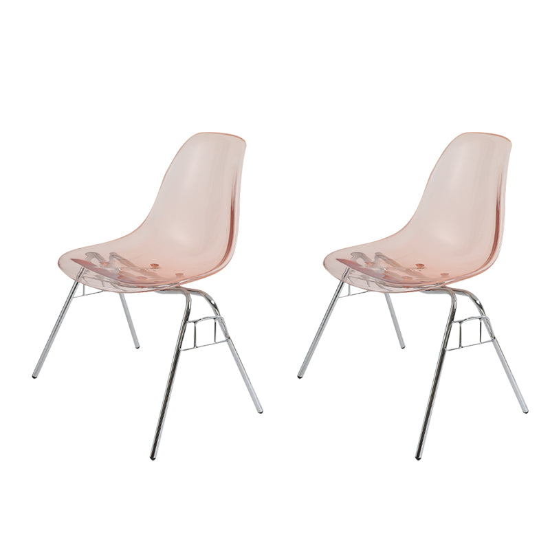 Modern Metal Dining Armless Chair Plastic Dining Side Chair for Restaurant Use Pink Set of 2 Clearhalo ' kitchen&dining_furn' 'Dining Chairs' 'Dining Tables & Seating' 'dining_chair' 'Furniture' 'furniture_dining_chair' 'Kitchen & Dining Furniture' 'kitchen' 4275939