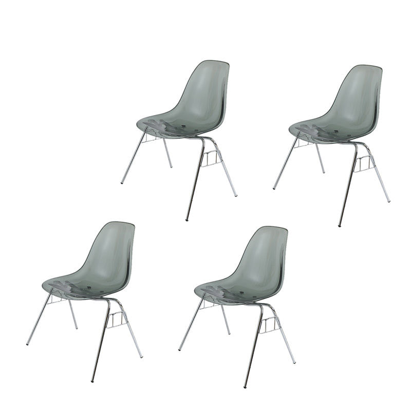 Modern Metal Dining Armless Chair Plastic Dining Side Chair for Restaurant Use Smoke Gray Set of 4 Clearhalo ' kitchen&dining_furn' 'Dining Chairs' 'Dining Tables & Seating' 'dining_chair' 'Furniture' 'furniture_dining_chair' 'Kitchen & Dining Furniture' 'kitchen' 4275940