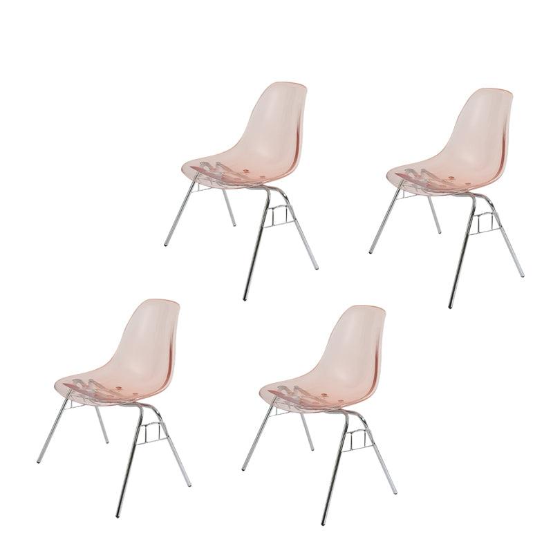 Modern Metal Dining Armless Chair Plastic Dining Side Chair for Restaurant Use Pink Set of 4 Clearhalo ' kitchen&dining_furn' 'Dining Chairs' 'Dining Tables & Seating' 'dining_chair' 'Furniture' 'furniture_dining_chair' 'Kitchen & Dining Furniture' 'kitchen' 4275944