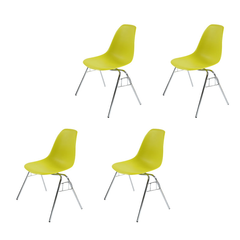 Modern Metal Dining Armless Chair Plastic Dining Side Chair for Restaurant Use Yellow Set of 4 Clearhalo ' kitchen&dining_furn' 'Dining Chairs' 'Dining Tables & Seating' 'dining_chair' 'Furniture' 'furniture_dining_chair' 'Kitchen & Dining Furniture' 'kitchen' 4275945