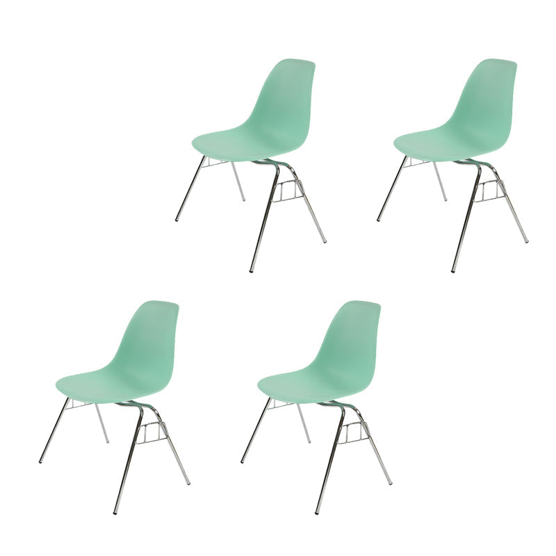 Modern Metal Dining Armless Chair Plastic Dining Side Chair for Restaurant Use Turquoise Set of 4 Clearhalo ' kitchen&dining_furn' 'Dining Chairs' 'Dining Tables & Seating' 'dining_chair' 'Furniture' 'furniture_dining_chair' 'Kitchen & Dining Furniture' 'kitchen' 4275946