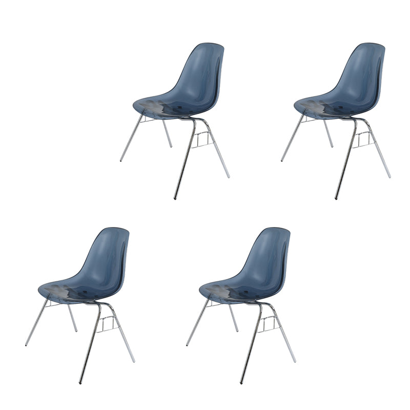 Modern Metal Dining Armless Chair Plastic Dining Side Chair for Restaurant Use Blue Set of 4 Clearhalo ' kitchen&dining_furn' 'Dining Chairs' 'Dining Tables & Seating' 'dining_chair' 'Furniture' 'furniture_dining_chair' 'Kitchen & Dining Furniture' 'kitchen' 4275953