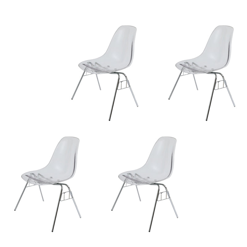 Modern Metal Dining Armless Chair Plastic Dining Side Chair for Restaurant Use Clear Set of 4 Clearhalo ' kitchen&dining_furn' 'Dining Chairs' 'Dining Tables & Seating' 'dining_chair' 'Furniture' 'furniture_dining_chair' 'Kitchen & Dining Furniture' 'kitchen' 4275954