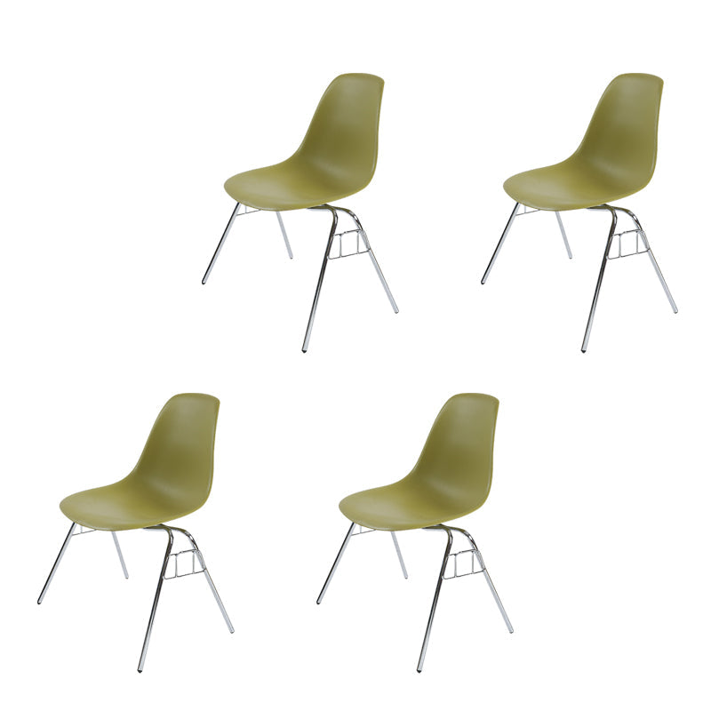 Modern Metal Dining Armless Chair Plastic Dining Side Chair for Restaurant Use Olive Green Set of 4 Clearhalo ' kitchen&dining_furn' 'Dining Chairs' 'Dining Tables & Seating' 'dining_chair' 'Furniture' 'furniture_dining_chair' 'Kitchen & Dining Furniture' 'kitchen' 4275955