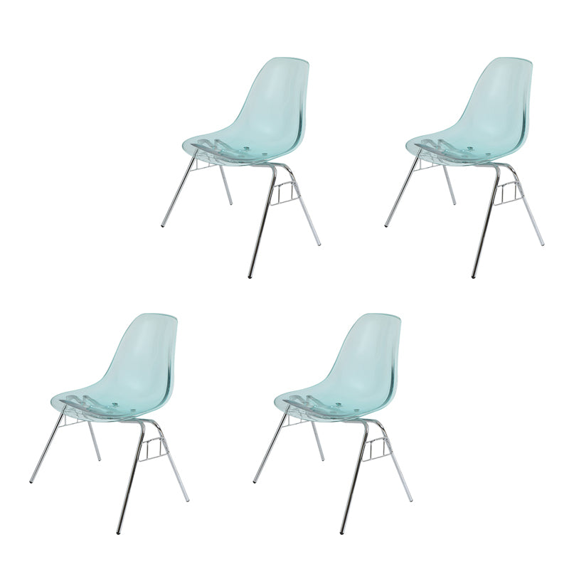 Modern Metal Dining Armless Chair Plastic Dining Side Chair for Restaurant Use Light Blue Set of 4 Clearhalo ' kitchen&dining_furn' 'Dining Chairs' 'Dining Tables & Seating' 'dining_chair' 'Furniture' 'furniture_dining_chair' 'Kitchen & Dining Furniture' 'kitchen' 4275956