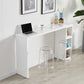 Contemporary Bar Dining Table Rectangle Wood Bar Table with Shelves in White 70.9"L x 15.7"W x 41.3"H Without Chairs Clearhalo 'Bar Furniture' 'Bar Tables' 'bar_tables' 'furn' 'furn_bar_tables' 'Furniture' 'furniture_bar_tables' 'Kitchen & Dining Furniture' 'kitchen&dining_furn' 'kitchen' 4284379
