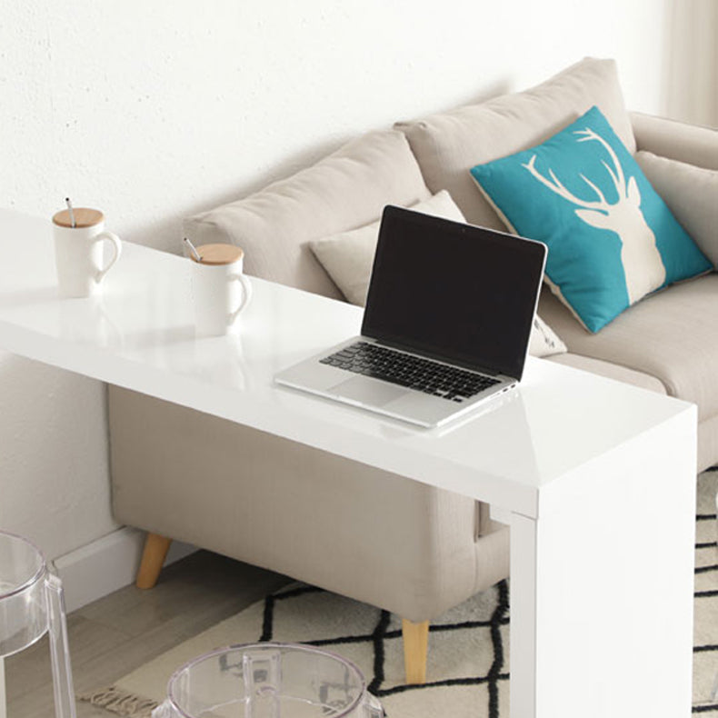 Contemporary Bar Dining Table Rectangle Wood Bar Table with Shelves in White Clearhalo 'Bar Furniture' 'Bar Tables' 'bar_tables' 'furn' 'furn_bar_tables' 'Furniture' 'furniture_bar_tables' 'Kitchen & Dining Furniture' 'kitchen&dining_furn' 'kitchen' 4284380