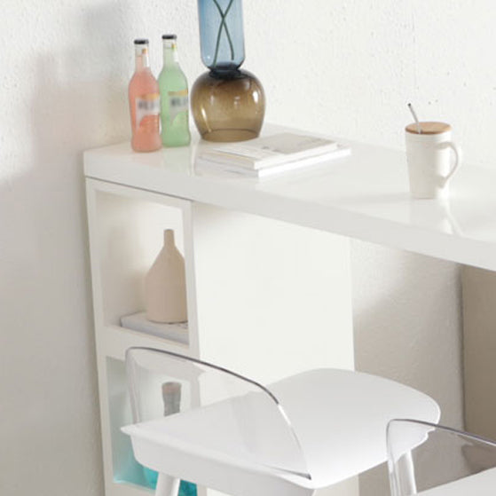 Contemporary Bar Dining Table Rectangle Wood Bar Table with Shelves in White Clearhalo 'Bar Furniture' 'Bar Tables' 'bar_tables' 'furn' 'furn_bar_tables' 'Furniture' 'furniture_bar_tables' 'Kitchen & Dining Furniture' 'kitchen&dining_furn' 'kitchen' 4284383