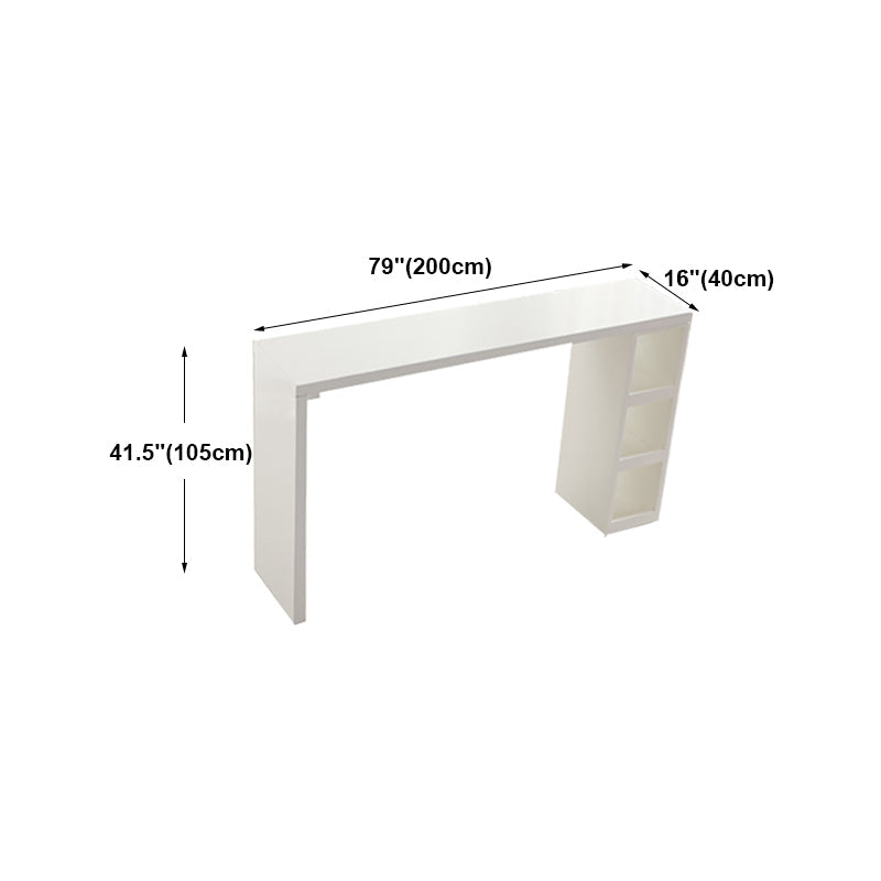 Contemporary Bar Dining Table Rectangle Wood Bar Table with Shelves in White Clearhalo 'Bar Furniture' 'Bar Tables' 'bar_tables' 'furn' 'furn_bar_tables' 'Furniture' 'furniture_bar_tables' 'Kitchen & Dining Furniture' 'kitchen&dining_furn' 'kitchen' 4284389