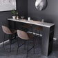 Contemporary Bar Dining Table Rectangle Bar Table with Shelves in Black 78.7"L x 15.7"W x 41.3"H Without Chairs Clearhalo 'Bar Furniture' 'Bar Tables' 'bar_tables' 'furn' 'furn_bar_tables' 'Furniture' 'furniture_bar_tables' 'Kitchen & Dining Furniture' 'kitchen&dining_furn' 'kitchen' 4284391
