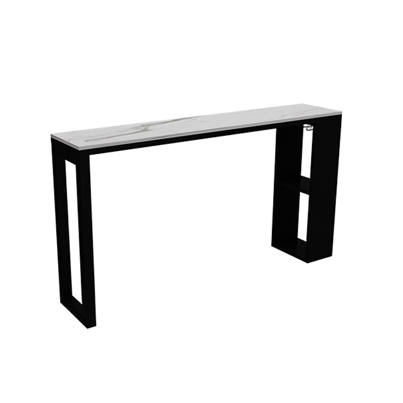 Contemporary Bar Dining Table Rectangle Bar Table with Shelves in Black Without Chairs Clearhalo 'Bar Furniture' 'Bar Tables' 'bar_tables' 'furn' 'furn_bar_tables' 'Furniture' 'furniture_bar_tables' 'Kitchen & Dining Furniture' 'kitchen&dining_furn' 'kitchen' 4284395
