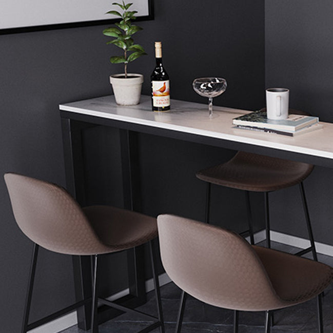 Contemporary Bar Dining Table Rectangle Bar Table with Shelves in Black Clearhalo 'Bar Furniture' 'Bar Tables' 'bar_tables' 'furn' 'furn_bar_tables' 'Furniture' 'furniture_bar_tables' 'Kitchen & Dining Furniture' 'kitchen&dining_furn' 'kitchen' 4284397