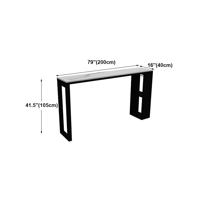 Contemporary Bar Dining Table Rectangle Bar Table with Shelves in Black Clearhalo 'Bar Furniture' 'Bar Tables' 'bar_tables' 'furn' 'furn_bar_tables' 'Furniture' 'furniture_bar_tables' 'Kitchen & Dining Furniture' 'kitchen&dining_furn' 'kitchen' 4284404