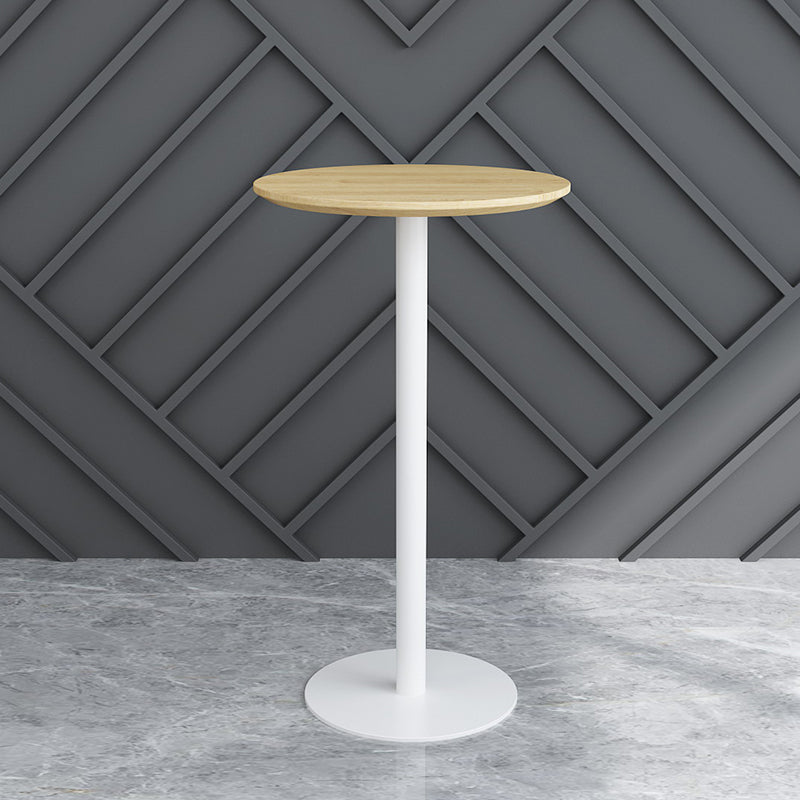 Contemporary Round Bar Dining Table Indoor Wood Bar Table with Iron Base Natural Without Chairs Clearhalo 'Bar Furniture' 'Bar Tables' 'bar_tables' 'furn' 'furn_bar_tables' 'Furniture' 'furniture_bar_tables' 'Kitchen & Dining Furniture' 4284411