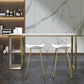 Marble Modern Sled Cocktail Bar Table with Storage Rectangle Counter Table 78.7"L x 15.7"W x 41.3"H Gold Without Chairs Clearhalo 'Bar Furniture' 'Bar Tables' 'bar_tables' 'furn' 'furn_bar_tables' 'Furniture' 'furniture_bar_tables' 'Kitchen & Dining Furniture' 'kitchen&dining_furn' 'kitchen' 4284431