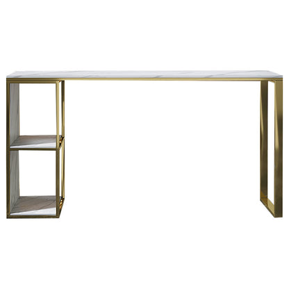 Marble Modern Sled Cocktail Bar Table with Storage Rectangle Counter Table Gold Without Chairs Clearhalo 'Bar Furniture' 'Bar Tables' 'bar_tables' 'furn' 'furn_bar_tables' 'Furniture' 'furniture_bar_tables' 'Kitchen & Dining Furniture' 'kitchen&dining_furn' 'kitchen' 4284436