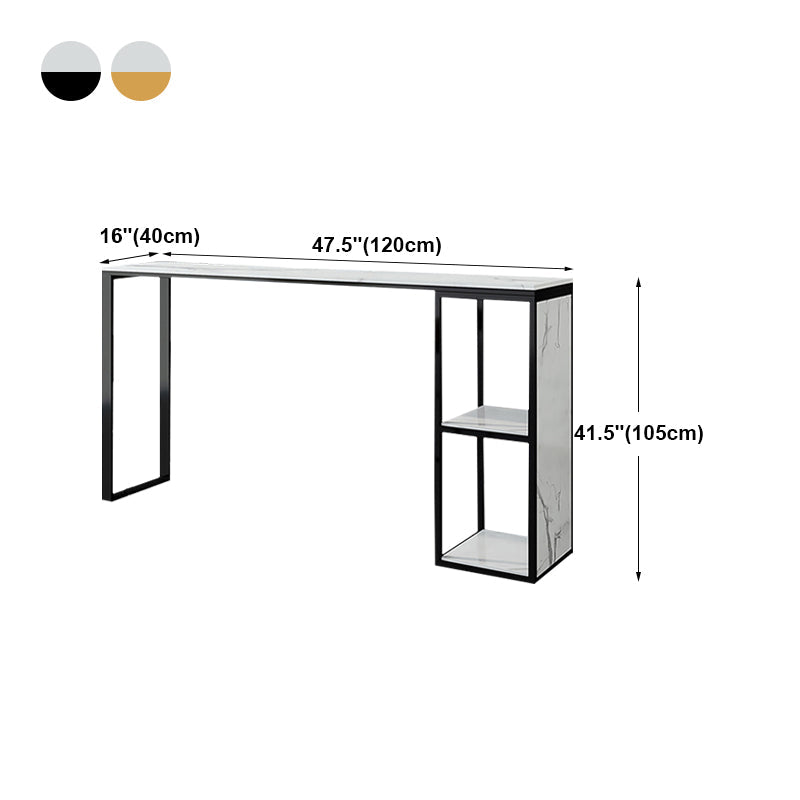 Marble Modern Sled Cocktail Bar Table with Storage Rectangle Counter Table Clearhalo 'Bar Furniture' 'Bar Tables' 'bar_tables' 'furn' 'furn_bar_tables' 'Furniture' 'furniture_bar_tables' 'Kitchen & Dining Furniture' 'kitchen&dining_furn' 'kitchen' 4284444