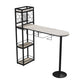 Modern Stone Storage Dining Table Double Pedestal Indoor Patio Bar Table 55.1"L x 15.7"W x 41.3"H Black Without Chairs Clearhalo 'Bar Furniture' 'Bar Tables' 'bar_tables' 'furn' 'furn_bar_tables' 'Furniture' 'furniture_bar_tables' 'Kitchen & Dining Furniture' 'kitchen&dining_furn' 'kitchen' 4284459