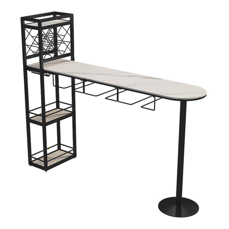 Modern Stone Storage Dining Table Double Pedestal Indoor Patio Bar Table Clearhalo 'Bar Furniture' 'Bar Tables' 'bar_tables' 'furn' 'furn_bar_tables' 'Furniture' 'furniture_bar_tables' 'Kitchen & Dining Furniture' 'kitchen&dining_furn' 'kitchen' 4284464
