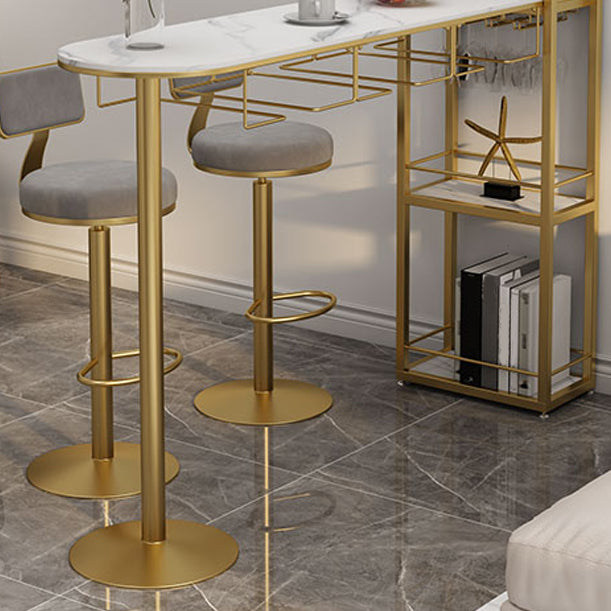 Modern Stone Storage Dining Table Double Pedestal Indoor Patio Bar Table Clearhalo 'Bar Furniture' 'Bar Tables' 'bar_tables' 'furn' 'furn_bar_tables' 'Furniture' 'furniture_bar_tables' 'Kitchen & Dining Furniture' 'kitchen&dining_furn' 'kitchen' 4284465