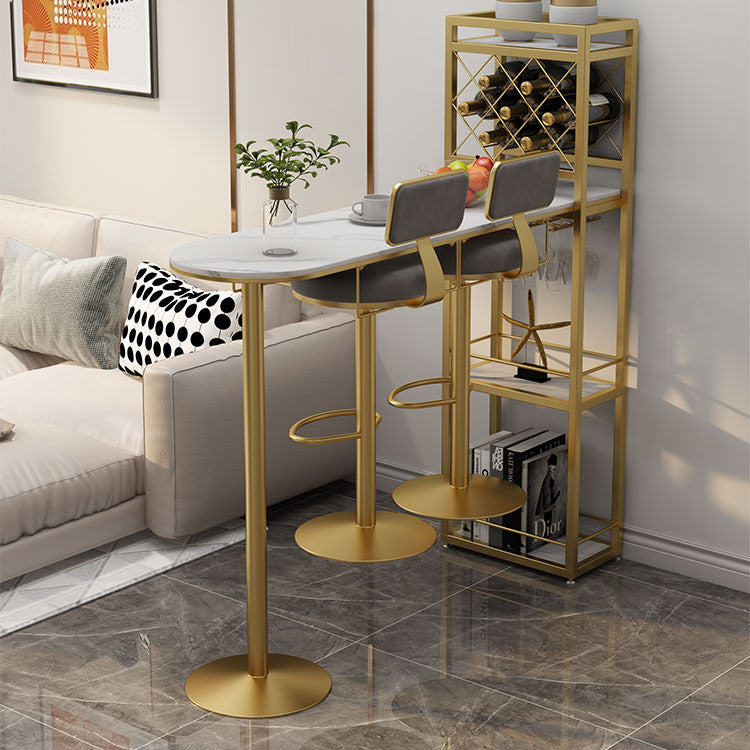Modern Stone Storage Dining Table Double Pedestal Indoor Patio Bar Table Clearhalo 'Bar Furniture' 'Bar Tables' 'bar_tables' 'furn' 'furn_bar_tables' 'Furniture' 'furniture_bar_tables' 'Kitchen & Dining Furniture' 'kitchen&dining_furn' 'kitchen' 4284469