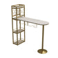 Modern Stone Storage Dining Table Double Pedestal Indoor Patio Bar Table 55.1"L x 15.7"W x 41.3"H Gold Without Chairs Clearhalo 'Bar Furniture' 'Bar Tables' 'bar_tables' 'furn' 'furn_bar_tables' 'Furniture' 'furniture_bar_tables' 'Kitchen & Dining Furniture' 'kitchen&dining_furn' 'kitchen' 4284471