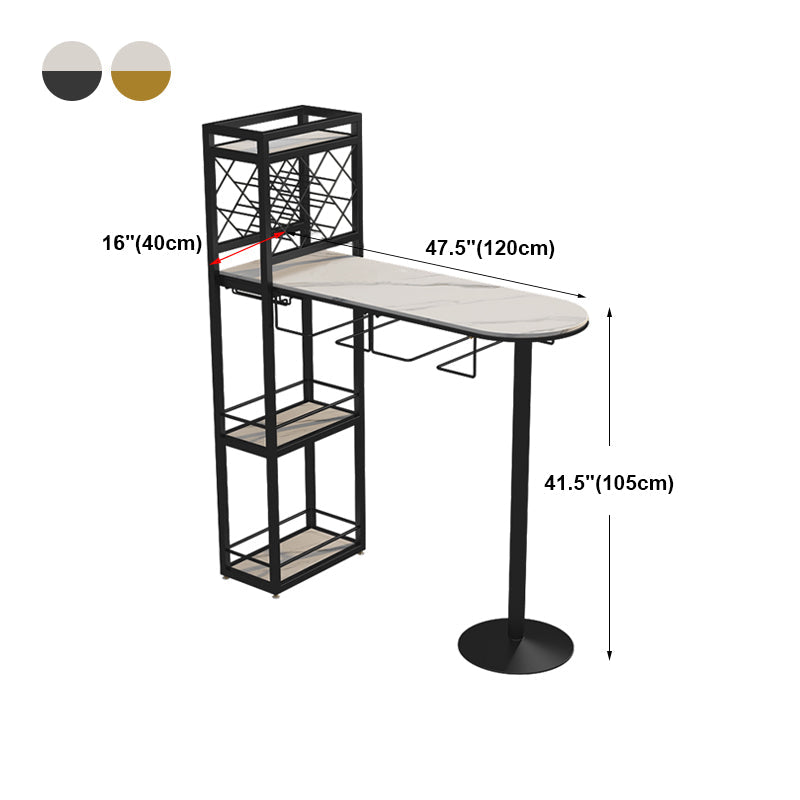 Modern Stone Storage Dining Table Double Pedestal Indoor Patio Bar Table Clearhalo 'Bar Furniture' 'Bar Tables' 'bar_tables' 'furn' 'furn_bar_tables' 'Furniture' 'furniture_bar_tables' 'Kitchen & Dining Furniture' 'kitchen&dining_furn' 'kitchen' 4284479