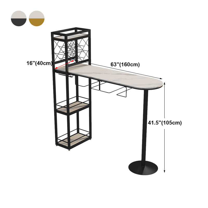 Modern Stone Storage Dining Table Double Pedestal Indoor Patio Bar Table Clearhalo 'Bar Furniture' 'Bar Tables' 'bar_tables' 'furn' 'furn_bar_tables' 'Furniture' 'furniture_bar_tables' 'Kitchen & Dining Furniture' 'kitchen&dining_furn' 'kitchen' 4284482
