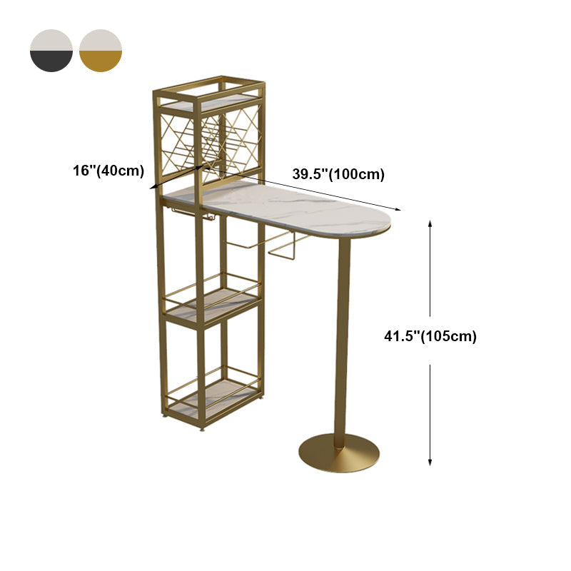 Modern Stone Storage Dining Table Double Pedestal Indoor Patio Bar Table Clearhalo 'Bar Furniture' 'Bar Tables' 'bar_tables' 'furn' 'furn_bar_tables' 'Furniture' 'furniture_bar_tables' 'Kitchen & Dining Furniture' 'kitchen&dining_furn' 'kitchen' 4284484
