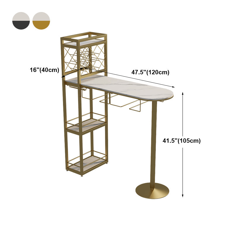 Modern Stone Storage Dining Table Double Pedestal Indoor Patio Bar Table Clearhalo 'Bar Furniture' 'Bar Tables' 'bar_tables' 'furn' 'furn_bar_tables' 'Furniture' 'furniture_bar_tables' 'Kitchen & Dining Furniture' 'kitchen&dining_furn' 'kitchen' 4284485