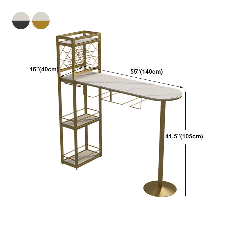 Modern Stone Storage Dining Table Double Pedestal Indoor Patio Bar Table Clearhalo 'Bar Furniture' 'Bar Tables' 'bar_tables' 'furn' 'furn_bar_tables' 'Furniture' 'furniture_bar_tables' 'Kitchen & Dining Furniture' 'kitchen&dining_furn' 'kitchen' 4284487