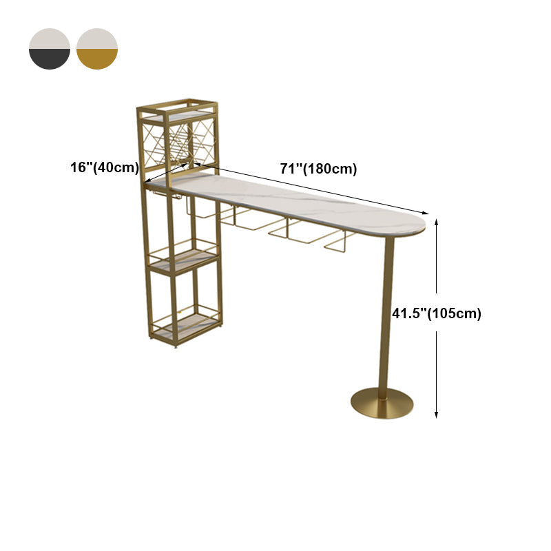 Modern Stone Storage Dining Table Double Pedestal Indoor Patio Bar Table Clearhalo 'Bar Furniture' 'Bar Tables' 'bar_tables' 'furn' 'furn_bar_tables' 'Furniture' 'furniture_bar_tables' 'Kitchen & Dining Furniture' 'kitchen&dining_furn' 'kitchen' 4284489