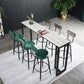 Contemporary Rectangle Bar Dining Table Indoor Bar Table with Black Metal Base 78.7"L x 15.7"W x 41.3"H White Without Chairs Clearhalo 'Bar Furniture' 'Bar Tables' 'bar_tables' 'furn' 'furn_bar_tables' 'Furniture' 'furniture_bar_tables' 'Kitchen & Dining Furniture' 'kitchen&dining_furn' 'kitchen' 4284494