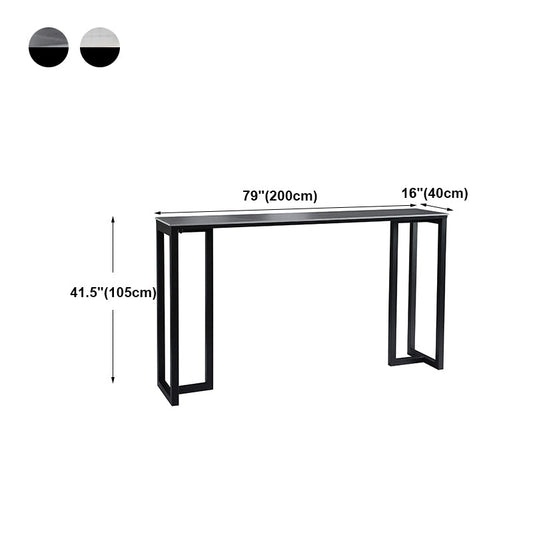 Contemporary Rectangle Bar Dining Table Indoor Bar Table with Black Metal Base Clearhalo 'Bar Furniture' 'Bar Tables' 'bar_tables' 'furn' 'furn_bar_tables' 'Furniture' 'furniture_bar_tables' 'Kitchen & Dining Furniture' 'kitchen&dining_furn' 'kitchen' 4284508