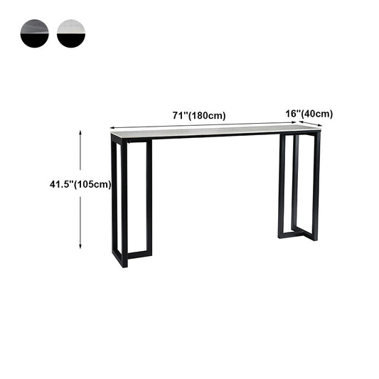Contemporary Rectangle Bar Dining Table Indoor Bar Table with Black Metal Base Clearhalo 'Bar Furniture' 'Bar Tables' 'bar_tables' 'furn' 'furn_bar_tables' 'Furniture' 'furniture_bar_tables' 'Kitchen & Dining Furniture' 'kitchen&dining_furn' 'kitchen' 4284513