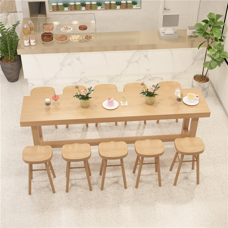 Contemporary Rectangle Bar Dining Table Indoor Wood Bar Table in Light Brown 94.5"L x 17.7"W x 41.3"H Without Chairs Clearhalo 'Bar Furniture' 'Bar Tables' 'bar_tables' 'furn' 'furn_bar_tables' 'Furniture' 'furniture_bar_tables' 'Kitchen & Dining Furniture' 'kitchen&dining_furn' 'kitchen' 4284517