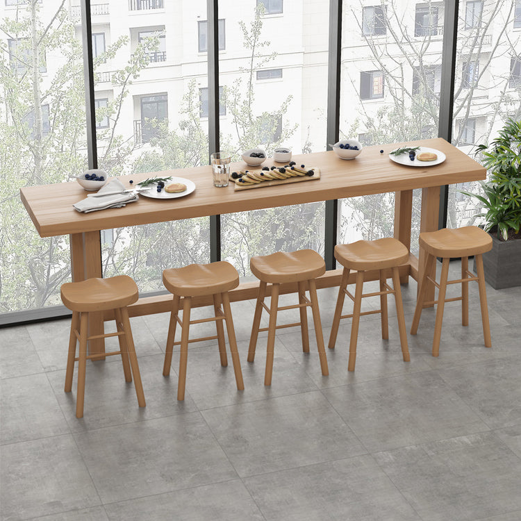 Contemporary Rectangle Bar Dining Table Indoor Wood Bar Table in Light Brown 78.7"L x 17.7"W x 41.3"H Without Chairs Clearhalo 'Bar Furniture' 'Bar Tables' 'bar_tables' 'furn' 'furn_bar_tables' 'Furniture' 'furniture_bar_tables' 'Kitchen & Dining Furniture' 'kitchen&dining_furn' 'kitchen' 4284522