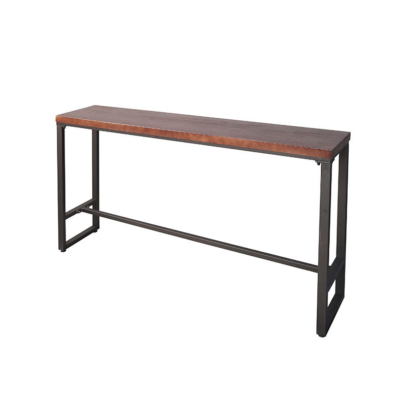 Contemporary Rectangle Bar Dining Table Indoor Wood Bar Table with Iron Base 47.2"L x 15.7"W x 41.3"H Without Chairs Clearhalo 'Bar Furniture' 'Bar Tables' 'bar_tables' 'furn' 'furn_bar_tables' 'Furniture' 'furniture_bar_tables' 'Kitchen & Dining Furniture' 'kitchen&dining_furn' 'kitchen' 4284537