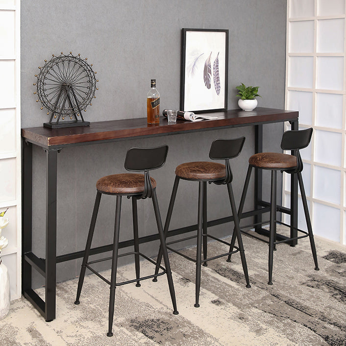 Contemporary Rectangle Bar Dining Table Indoor Wood Bar Table with Iron Base Clearhalo 'Bar Furniture' 'Bar Tables' 'bar_tables' 'furn' 'furn_bar_tables' 'Furniture' 'furniture_bar_tables' 'Kitchen & Dining Furniture' 'kitchen&dining_furn' 'kitchen' 4284539