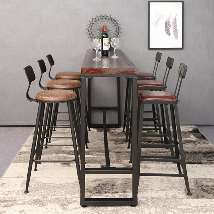 Contemporary Rectangle Bar Dining Table Indoor Wood Bar Table with Iron Base Clearhalo 'Bar Furniture' 'Bar Tables' 'bar_tables' 'furn' 'furn_bar_tables' 'Furniture' 'furniture_bar_tables' 'Kitchen & Dining Furniture' 'kitchen&dining_furn' 'kitchen' 4284542