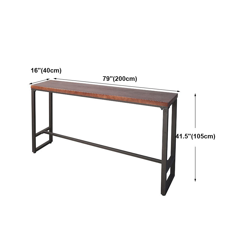 Contemporary Rectangle Bar Dining Table Indoor Wood Bar Table with Iron Base Clearhalo 'Bar Furniture' 'Bar Tables' 'bar_tables' 'furn' 'furn_bar_tables' 'Furniture' 'furniture_bar_tables' 'Kitchen & Dining Furniture' 'kitchen&dining_furn' 'kitchen' 4284547
