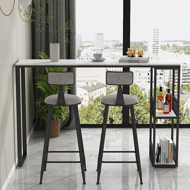 Modern Rectangle Bar Dining Table Indoor Bar Table with Shelves in Black 47.2"L x 15.7"W x 41.3"H Without Chairs Clearhalo 'Bar Furniture' 'Bar Tables' 'bar_tables' 'furn' 'furn_bar_tables' 'Furniture' 'furniture_bar_tables' 'Kitchen & Dining Furniture' 'kitchen&dining_furn' 'kitchen' 4284551