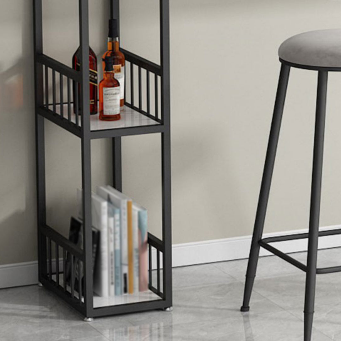 Modern Rectangle Bar Dining Table Indoor Bar Table with Shelves in Black Clearhalo 'Bar Furniture' 'Bar Tables' 'bar_tables' 'furn' 'furn_bar_tables' 'Furniture' 'furniture_bar_tables' 'Kitchen & Dining Furniture' 'kitchen&dining_furn' 'kitchen' 4284554