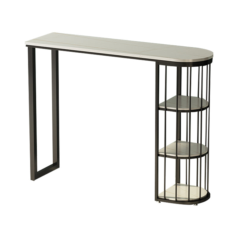 Modern Black and White Bistro Bar Desk Storage Kitchen Bistro Bar Table 39.4"L x 15.7"W x 41.3"H Without Chairs Clearhalo 'Bar Furniture' 'Bar Tables' 'bar_tables' 'furn' 'furn_bar_tables' 'Furniture' 'furniture_bar_tables' 'Kitchen & Dining Furniture' 'kitchen&dining_furn' 'kitchen' 4284571